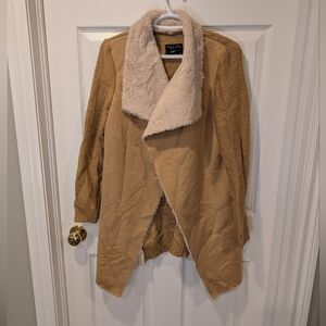 Twelf Love Feux Suede Jacket with Cream Collar